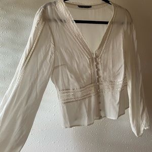White button Up Abercrombie and Fitch Top Boho